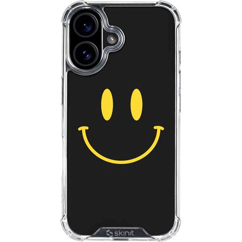 Black Happy Face iPhone 16 Clear Case