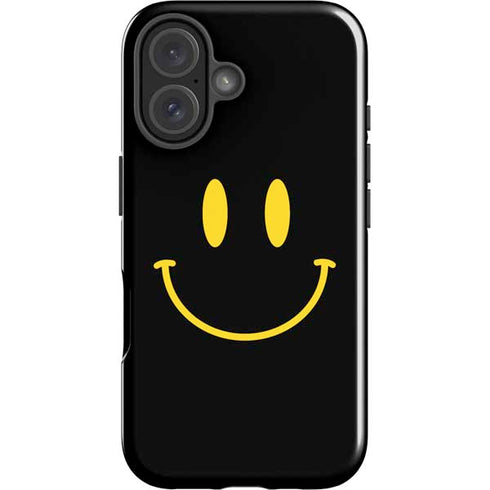 Black Happy Face iPhone 16 Impact Case