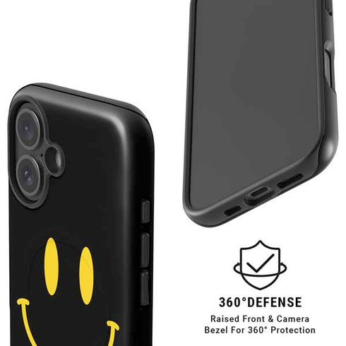 Black Happy Face iPhone 16 Magsafe Impact Case