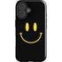 Black Happy Face iPhone 16 Plus Impact Case