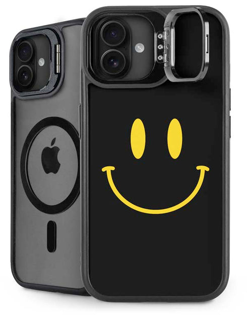 Black Happy Face iPhone 16 Plus Kickstand Case