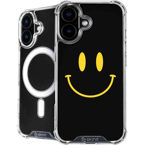 Black Happy Face iPhone 16 Plus MagSafe Case