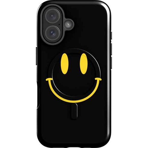 Black Happy Face iPhone 16 Plus Magsafe Impact Case