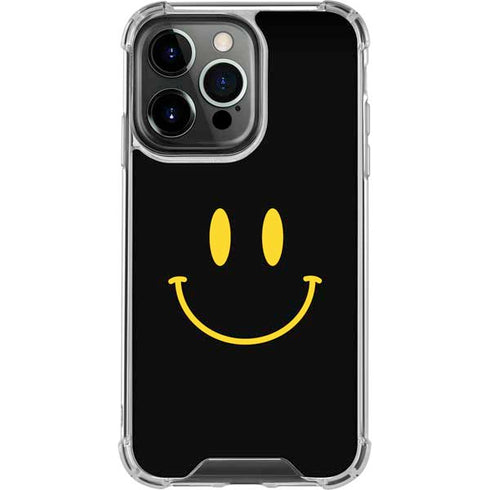 Black Happy Face iPhone 16 Pro Clear Case