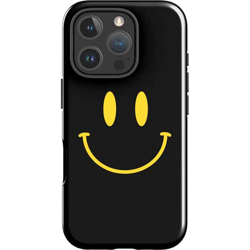 Black Happy Face iPhone 16 Pro Impact Case