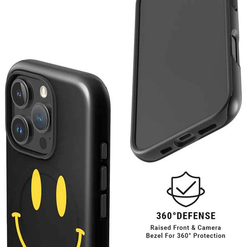 Black Happy Face iPhone 16 Pro Magsafe Impact Case