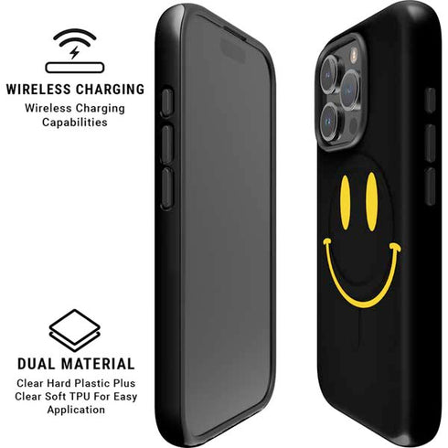 Black Happy Face iPhone 16 Pro Magsafe Impact Case