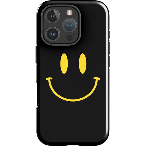 Black Happy Face iPhone 16 Pro Max Impact Case