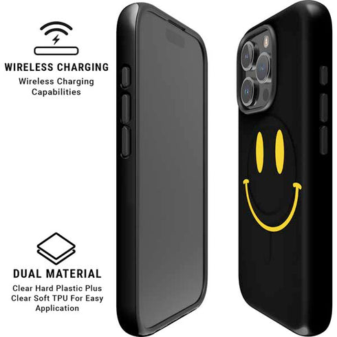Black Happy Face iPhone 16 Pro Max Magsafe Impact Case