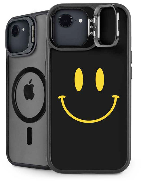 Black Happy Face iPhone 16e Kickstand Case