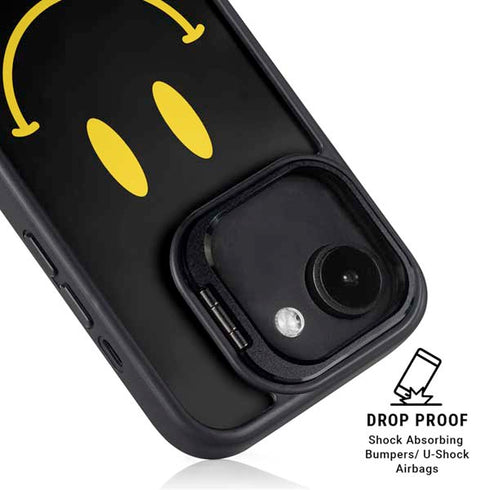 Black Happy Face iPhone 16e Kickstand Case