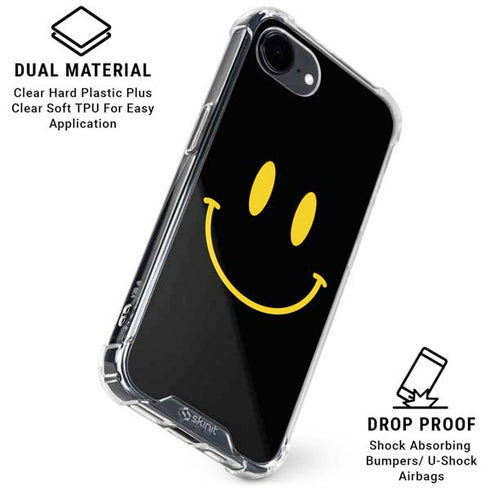 Black Happy Face iPhone 16e Clear Case