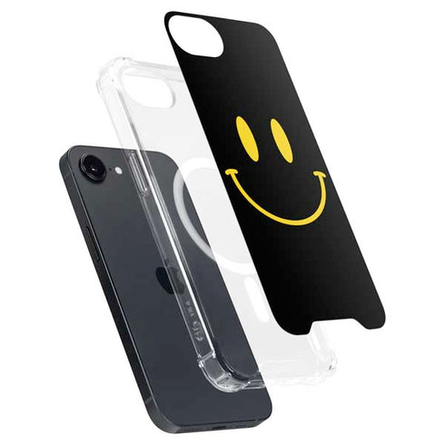 Black Happy Face iPhone 16e MagSafe Case
