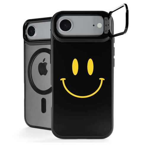 Black Happy Face iPhone 17 Air Kickstand Case