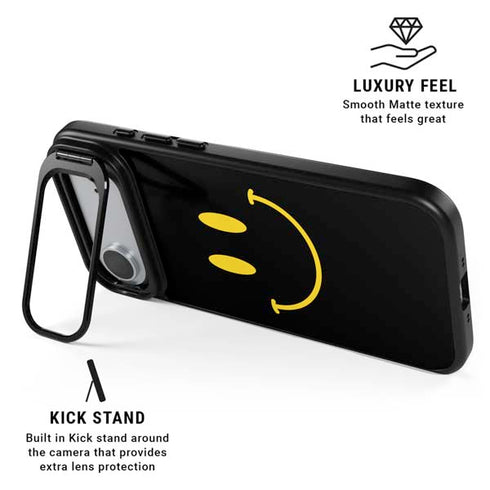 Black Happy Face iPhone 17 Air Kickstand Case