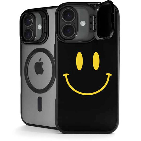 Black Happy Face iPhone 17 Kickstand Case