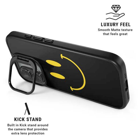 Black Happy Face iPhone 17 Kickstand Case