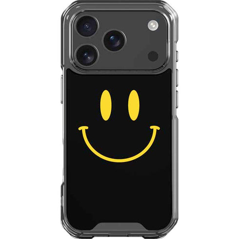 Black Happy Face iPhone 17 Pro Clear Case