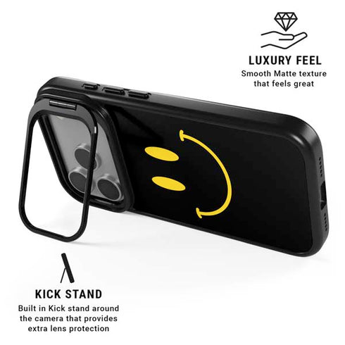 Black Happy Face iPhone 17 Pro Kickstand Case