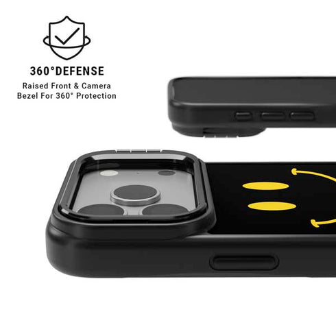 Black Happy Face iPhone 17 Pro Kickstand Case