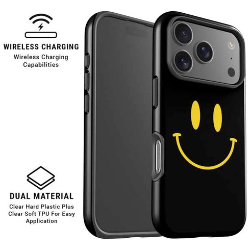 Black Happy Face iPhone 17 Pro Max Magsafe Impact Case