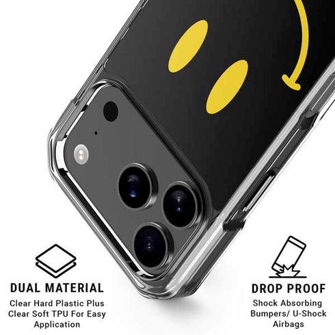 Black Happy Face iPhone 18 Pro Clear Case