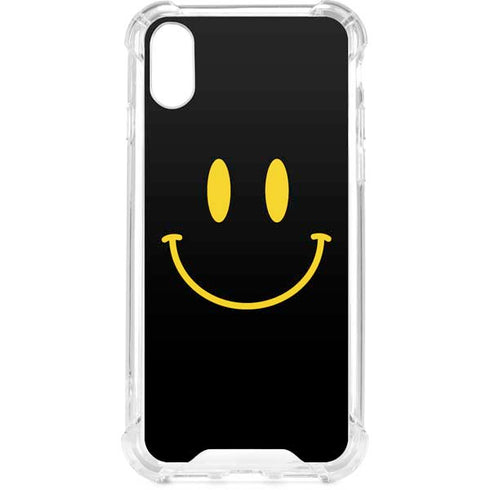 Black Happy Face iPhone XS Clear Case