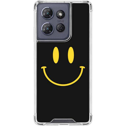 Black Happy Face Moto G 5G (2025) Clear Case