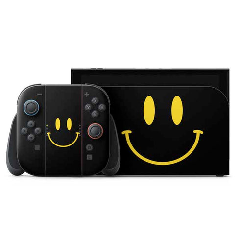 Black Happy Face Nintendo Switch 2 (2025) with Joy-Con Skin