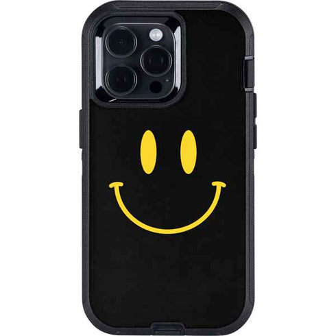 Black Happy Face Otterbox Defender iPhone Skin