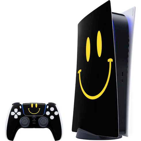 Black Happy Face PlayStation PS5 Skins