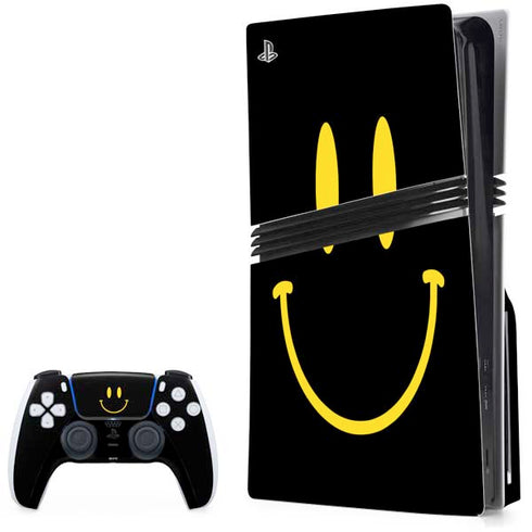Black Happy Face PS5 Pro Disk Bundle Skin