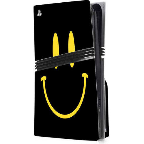 Black Happy Face PS5 Pro Disk Console Skin