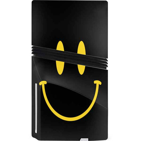 Black Happy Face PS5 Pro Disk Console Skin