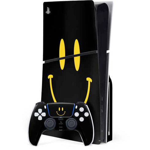 Black Happy Face PlayStation PS5 Skins
