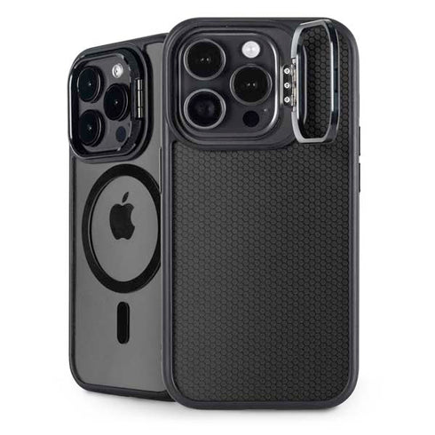Specialty Vinyl Black Hex Texture iPhone 15 Pro Kickstand Case