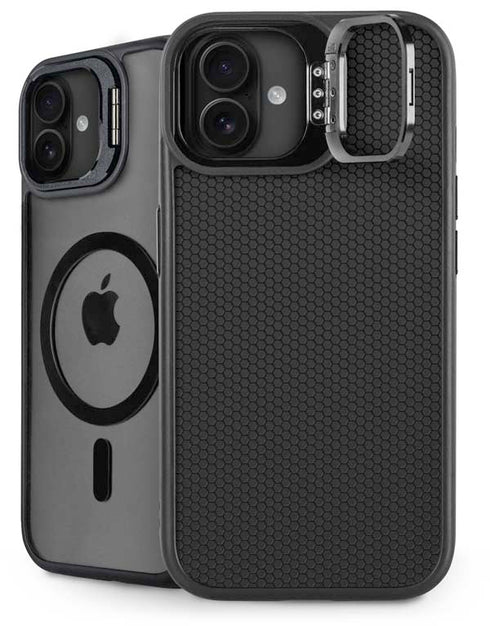 Specialty Vinyl Black Hex Texture iPhone 16 Plus Kickstand Case