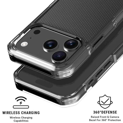 Specialty Vinyl Black Hex Texture iPhone 17 Pro Clear Case