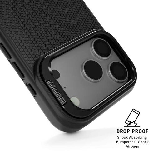 Specialty Vinyl Black Hex Texture iPhone 17 Pro Kickstand Case