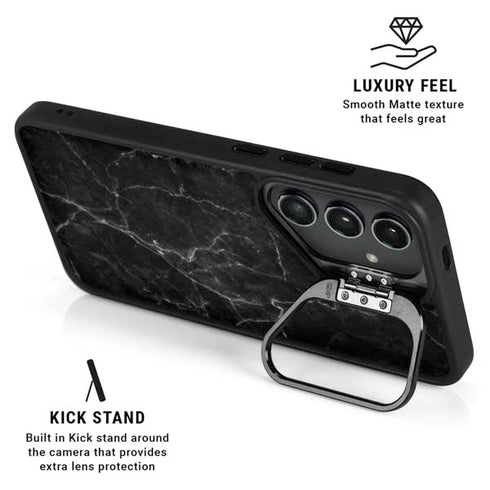 Black Marble Galaxy S25 Kickstand Case