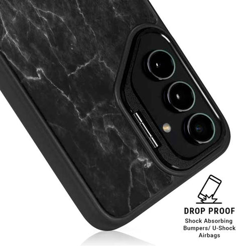 Black Marble Galaxy S25 Kickstand Case