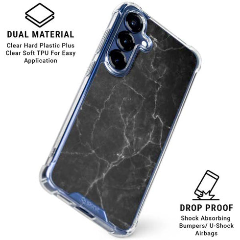 Black Marble Galaxy S25 Plus Clear Case