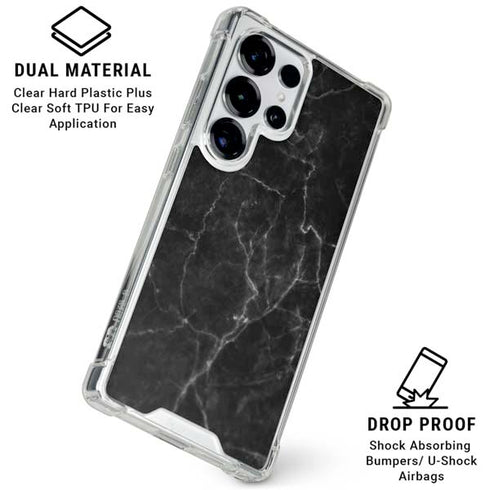 Black Marble Galaxy S25 Ultra Clear Case
