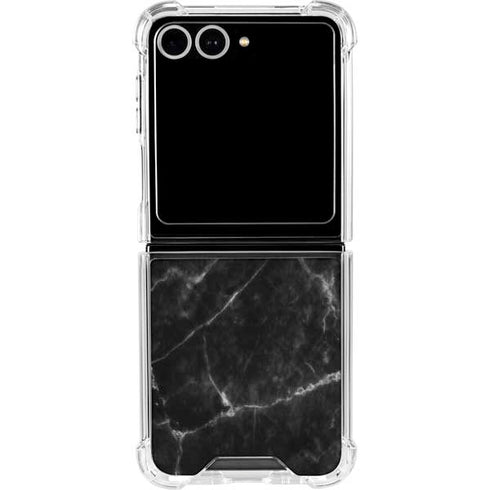 Black Marble Galaxy Z Flip7 Clear Case