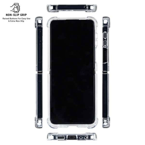 Black Marble Galaxy Z Flip7 Clear Case