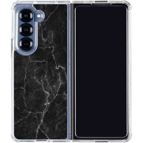 Black Marble Galaxy Z Fold7 Clear Case