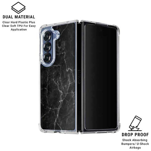 Black Marble Galaxy Z Fold7 Clear Case