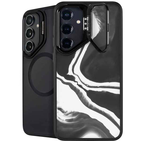 Black Marble Ink Galaxy S25 Plus Kickstand Case