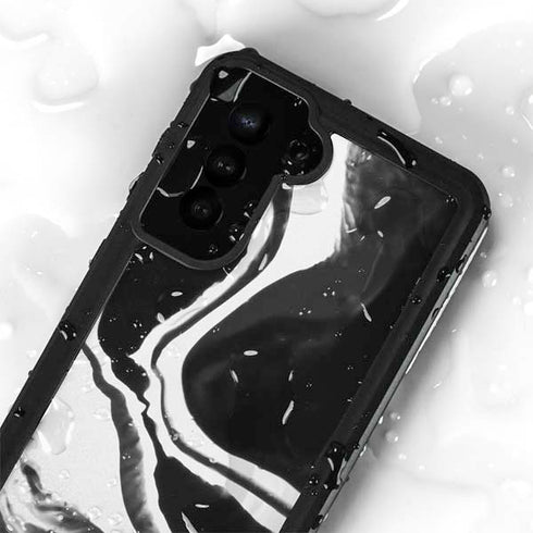Black Marble Ink Galaxy S24 Plus Waterproof Case