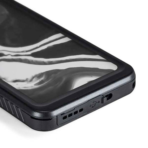 Black Marble Ink Galaxy S24 Waterproof Case
